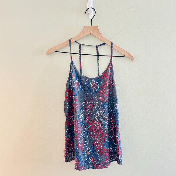 Zella Workout Top Womens Size XS Grey Printed Tank Exercise Gym Strappy Pilates - Picture 1 of 9
